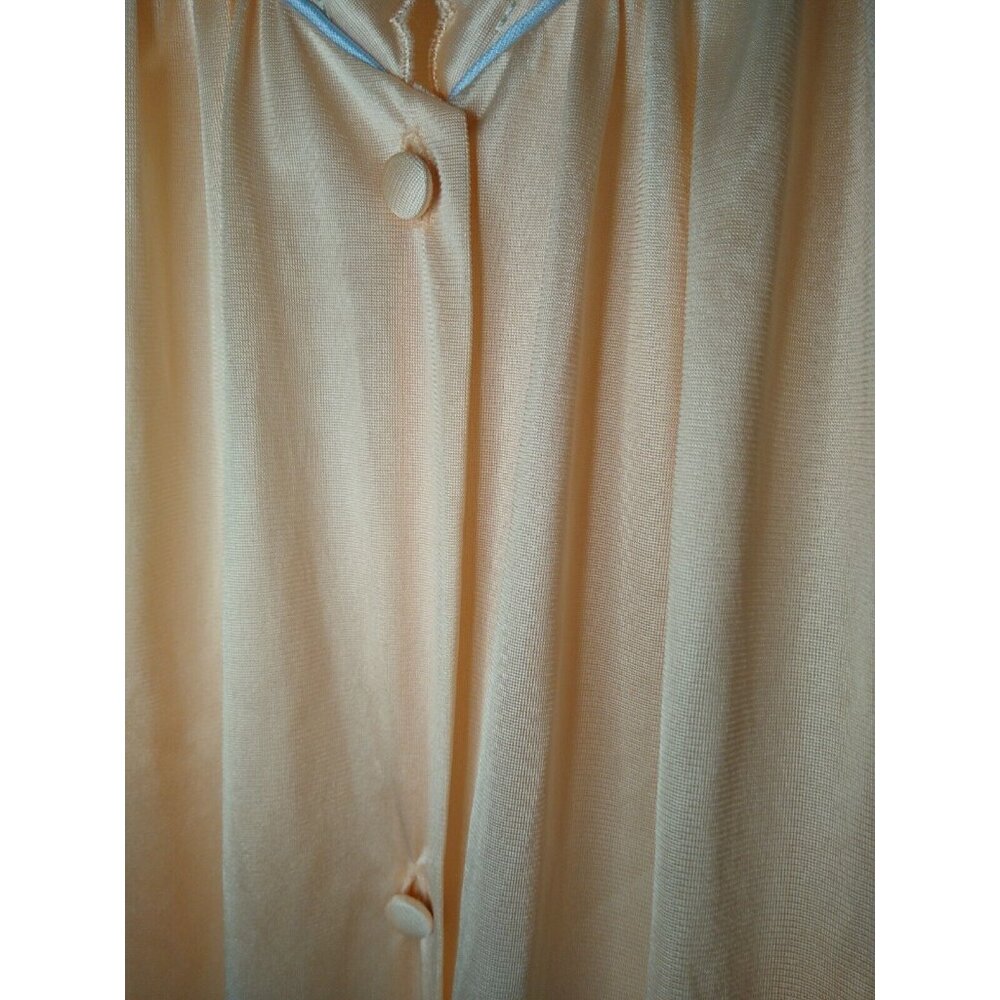 Vtg Vanity Fair Women's M Long Sleeve Robe Pink Satiny Button Front Antron Nylon - Picture 3 of 12